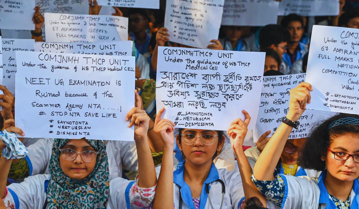 NEET-UG Students protesting for re-examination
